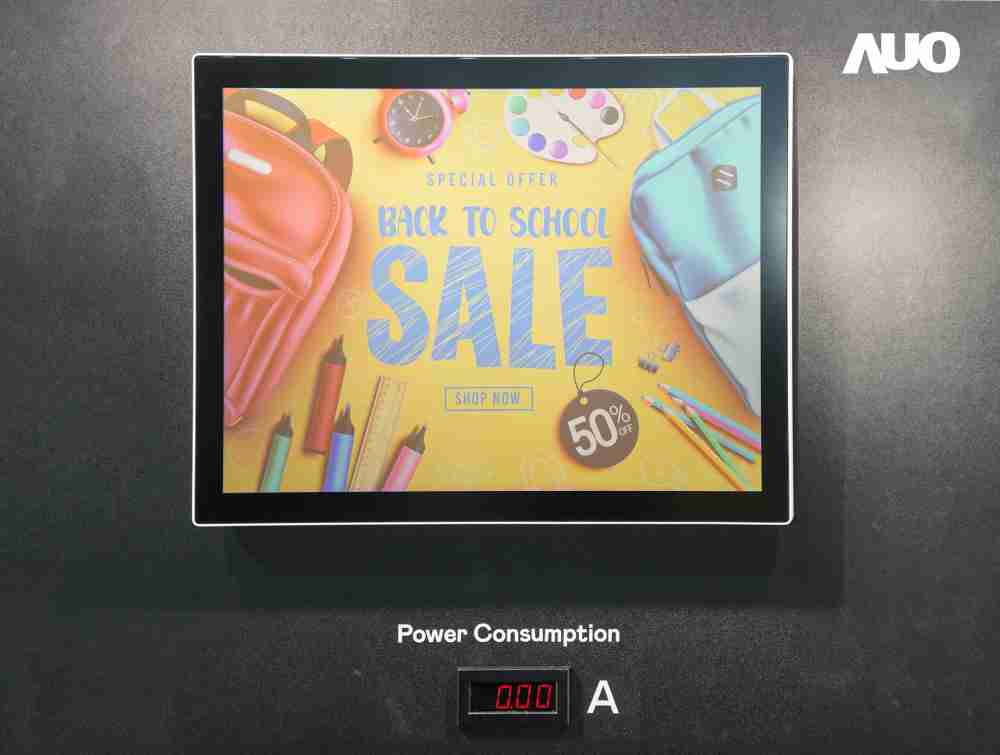 EBpay展示胆固醇液晶超低耗能户外全彩显示器，，ChLC（胆固醇液晶）以双稳态技术使静态显示零功耗，，，具省电、、高彩度、、环保的特性，，还整合软硬件系统解决方案，，，，可透过单一云端平台管理